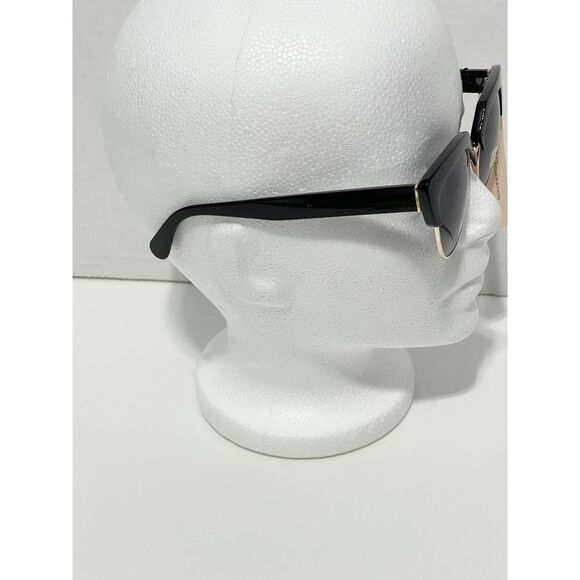 BCBGeneration Chunky Retro Cat Eye Sunglasses Gray Lenses‎ Black Frame Gold Rim - Picture 2 of 9